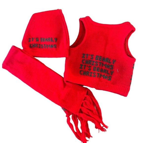 Infant Newborn Christmas Photography Prop Outfit Embroidered Hat Best Scarf‎ - Picture 2 of 5